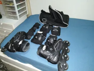 Patines en línea Oxelo negros + protecciones