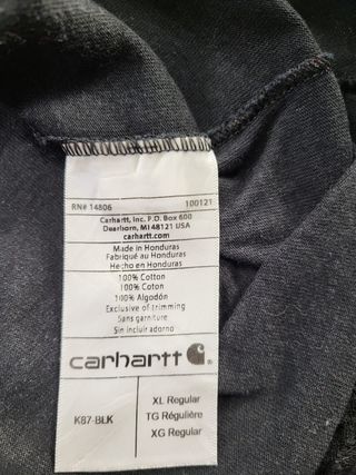 Camiseta Carhartt K87 XL Negra Original Fit