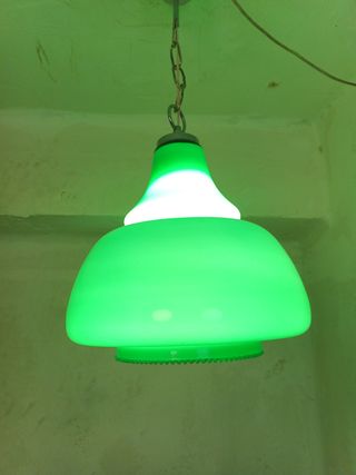 Lámpara Techo Vintage Opalina Verde Años 70/80