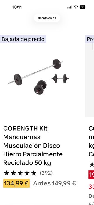 Kit Pesas 50kg Decathlon DOMYOS y banco
