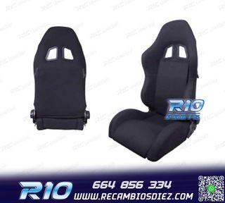 KIT ASIENTO DEPORTIVO SEMI BAQUET MONTECARLO TELA NEGRO