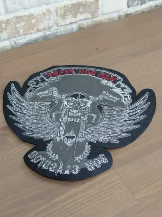 Patch Bordado Moto Caveira Asas Não Sou Velho