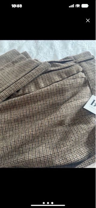 Pantalón de chica Barey cuadros beige/marrón