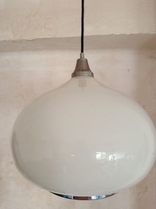 Lámpara Techo Vintage Gota Agua Opalina Blanca