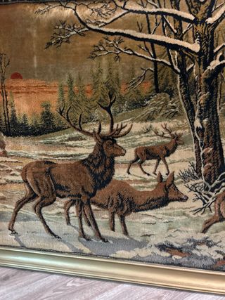 Tapiz Grande Ciervos Bosque Invierno