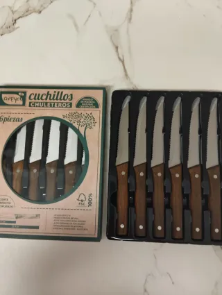 Set 6 Cuchillos Madera y Metal