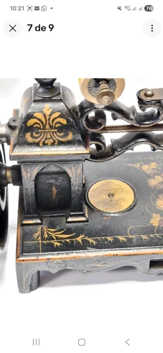 Máquina de coser antigua Shaw & Clark 1865