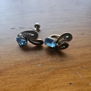 Conjunto Vintage Colgante y Pendientes Aguamarina