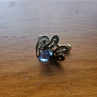 Conjunto Vintage Colgante y Pendientes Aguamarina