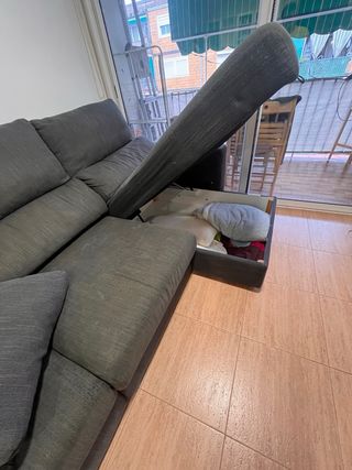 Sofá Chaise Longue IKEA 3 Plazas Gris