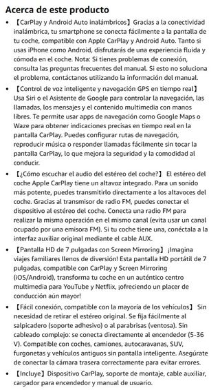 Carplay Coche para A-pple y Android 7 pulgadas