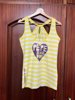 Blusa Pepe Jeans Listrada Amarela Coração