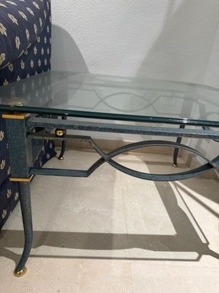 Mesa auxiliar cristal y metal