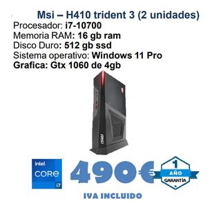 PC da gaming MSI H410 Trident 3 i7-10700
