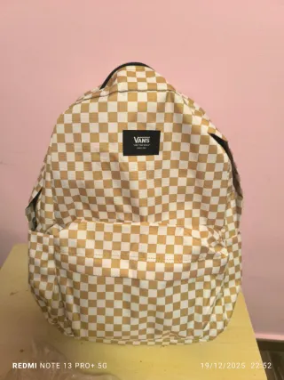 Mochila Vans Checkerboard Beige/Blanca Nueva