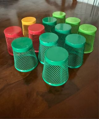 Set 12 porta bicchieri metallo colorati vintage