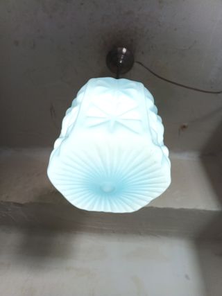 Lampara techo ART DECO. Opalina bultos azul