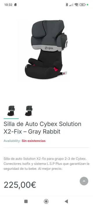 Silla Cybex Grupo 2/3 Isofix muy segura