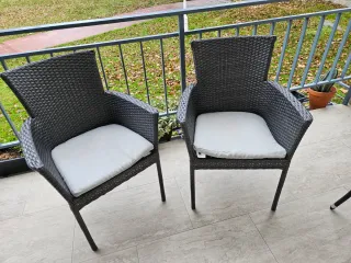 2 Sillas Ratan Terraza Gris Oscuro