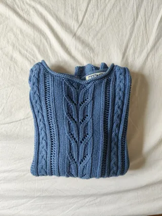 Jersey de punto azul, 100% algodón