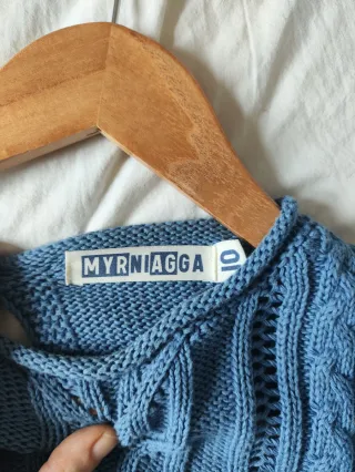 Jersey de punto azul, 100% algodón