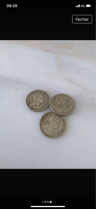 3 Moedas Antigas Portuguesas 50 Centavos