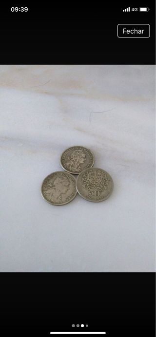 3 Moedas Antigas Portuguesas 50 Centavos
