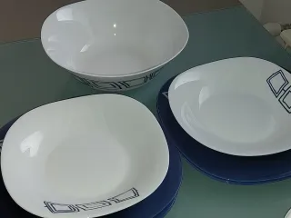 Vajilla 19 piezas porcelana azul/blanca