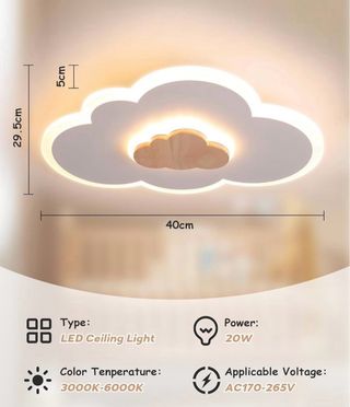 Lámpara Nube LED Infantil con Mando A ESTRENAR