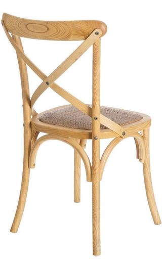 Sillas de madera natural con asiento de ratán (2un