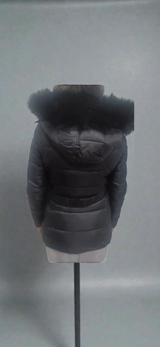 Abrigo negro de plumas capucha pelo impermeable