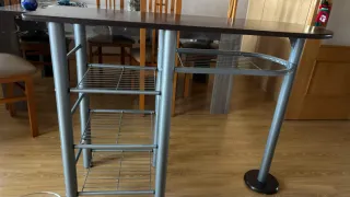 Mesa alta cocina metal y madera