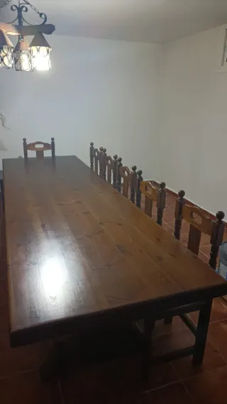 Mesa madera color nogal 12 sillas 3M 95cm 65 table