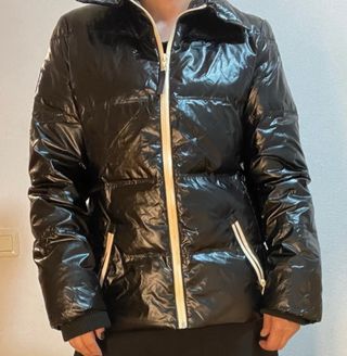 Plumífero brillante Redskins negro