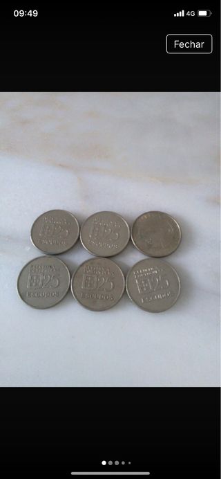 6 Moedas Antigas 25 Escudos Portugal
