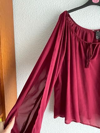 Blusa H&M manga larga lazo escote transparente