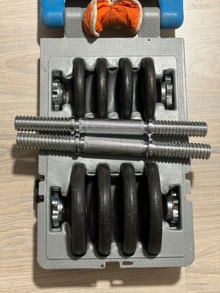 2 Set mancuernas + discos extra y banco