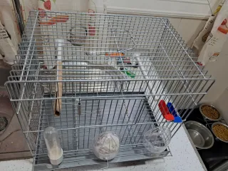 Jaula para pájaros plateada