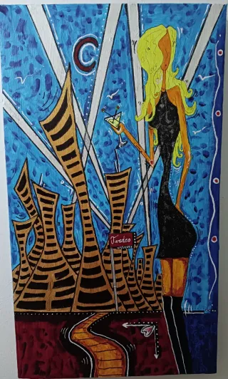 Cuadro pintado a mano abstracto