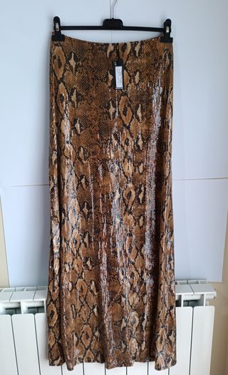 Falda larga lentejuelas animal print M