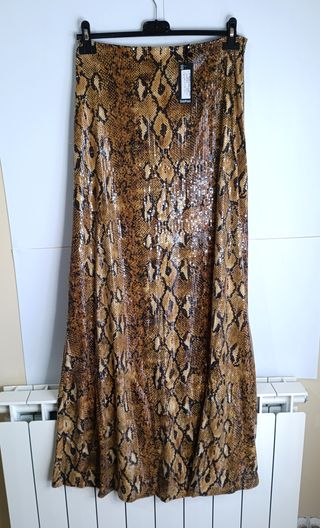 Falda larga lentejuelas animal print M