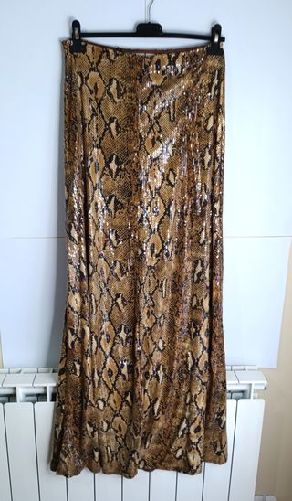 Falda larga lentejuelas animal print M