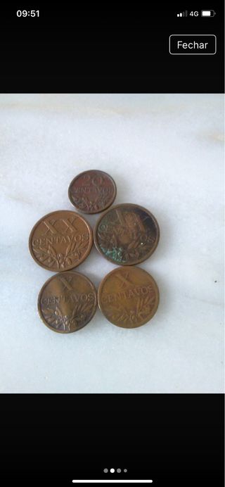 Moedas antigas 10 e 20 centavos