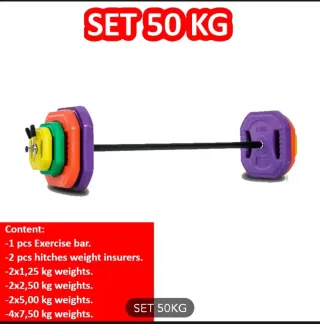 Pesas discos y barra. Set Body Pump 50kg