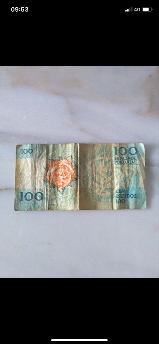 Notas antigas 100 e 20 escudos Portugal