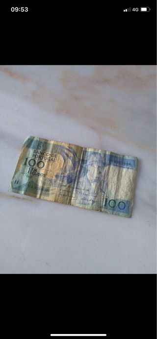 Notas antigas 100 e 20 escudos Portugal