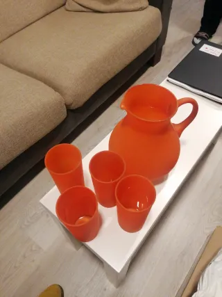 Juego Jarra y Vasos Sangría Naranja