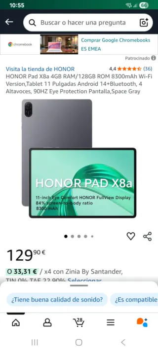 NAVIDADES!! Tablet Honor Pad X8a Nuova