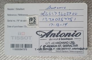 Reloj Tissot Oro Blanco Esfera Blanca