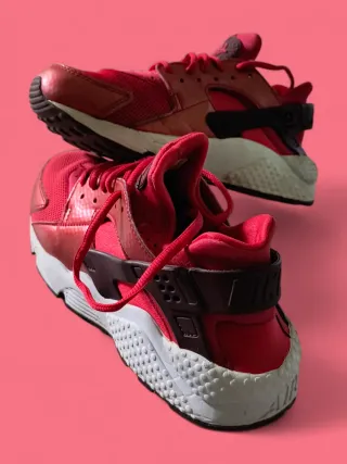 Nike Air Huarache Run Donna Rosso Bianco